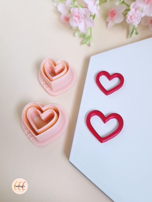 Emporte-pièces 3D en forme de cœurs creux pour la fabrication de bijoux en argile polymère