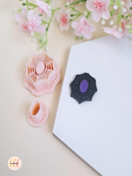 Emporte-pièces 3D en forme de toile d'araignée et effet pierre précieuse pour la fabrication de bijoux en argile polymère