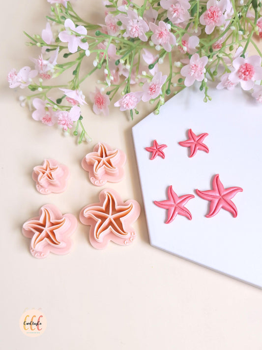 3D Starfish Cookie Cutters for Polymer Clay Jewelry Making, Interchangeable Hoop Earrings, Tassels