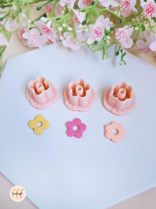 Emporte-pièces 3D en forme de fleurs donuts 15 mm pour la fabrication de bijoux en argile polymère, créoles interchangeables, pampilles