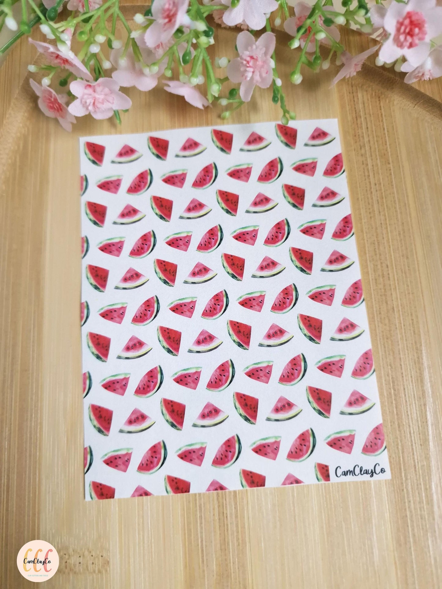 Feuille de transfert soluble à l'eau pour la fabrication de bijoux en argile polymère - Watermelon 01