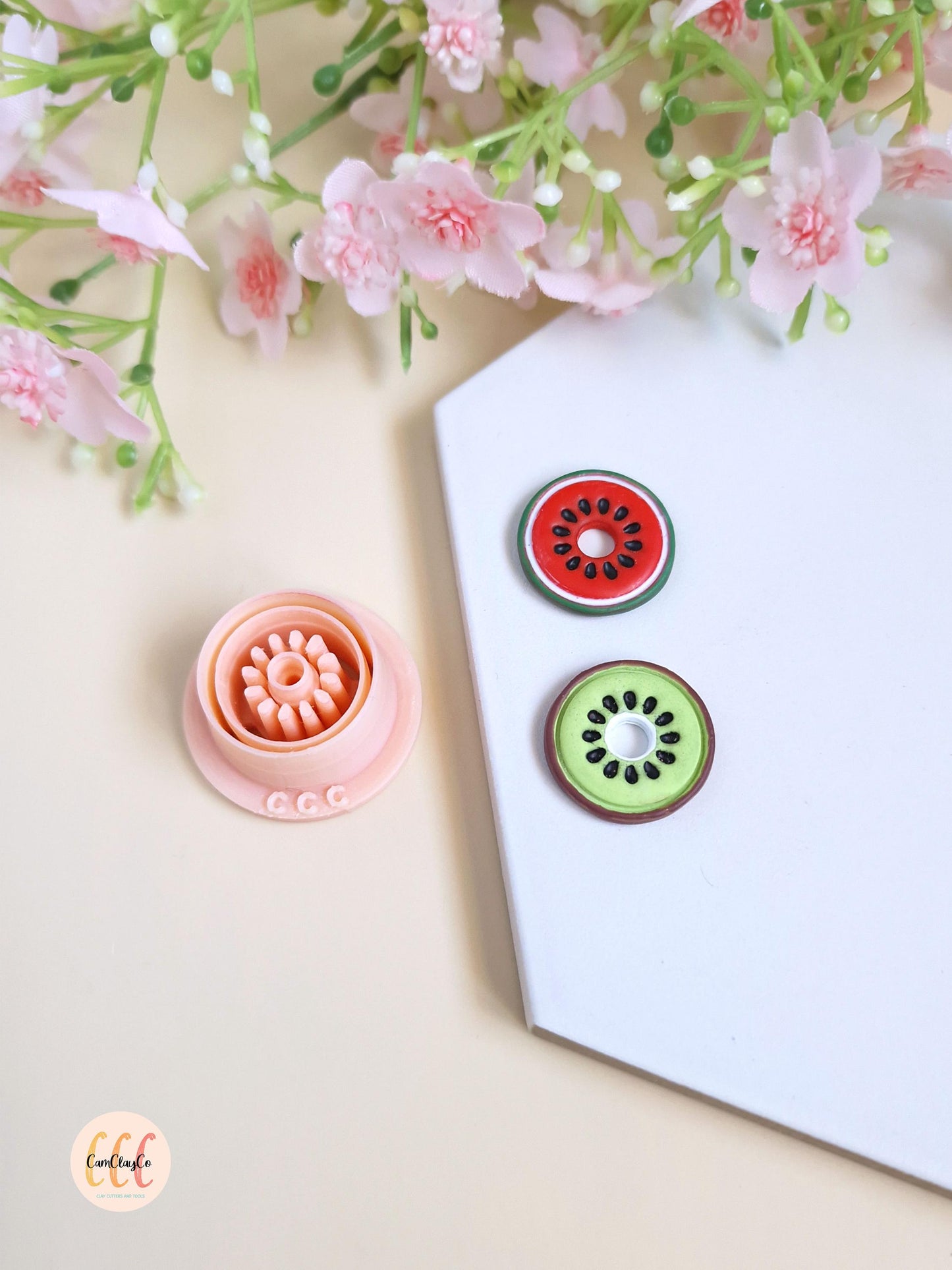 3D Kiwi or Watermelon Slice Cookie Cutters for Polymer Clay Jewelry Making, Interchangeable Hoop Earrings