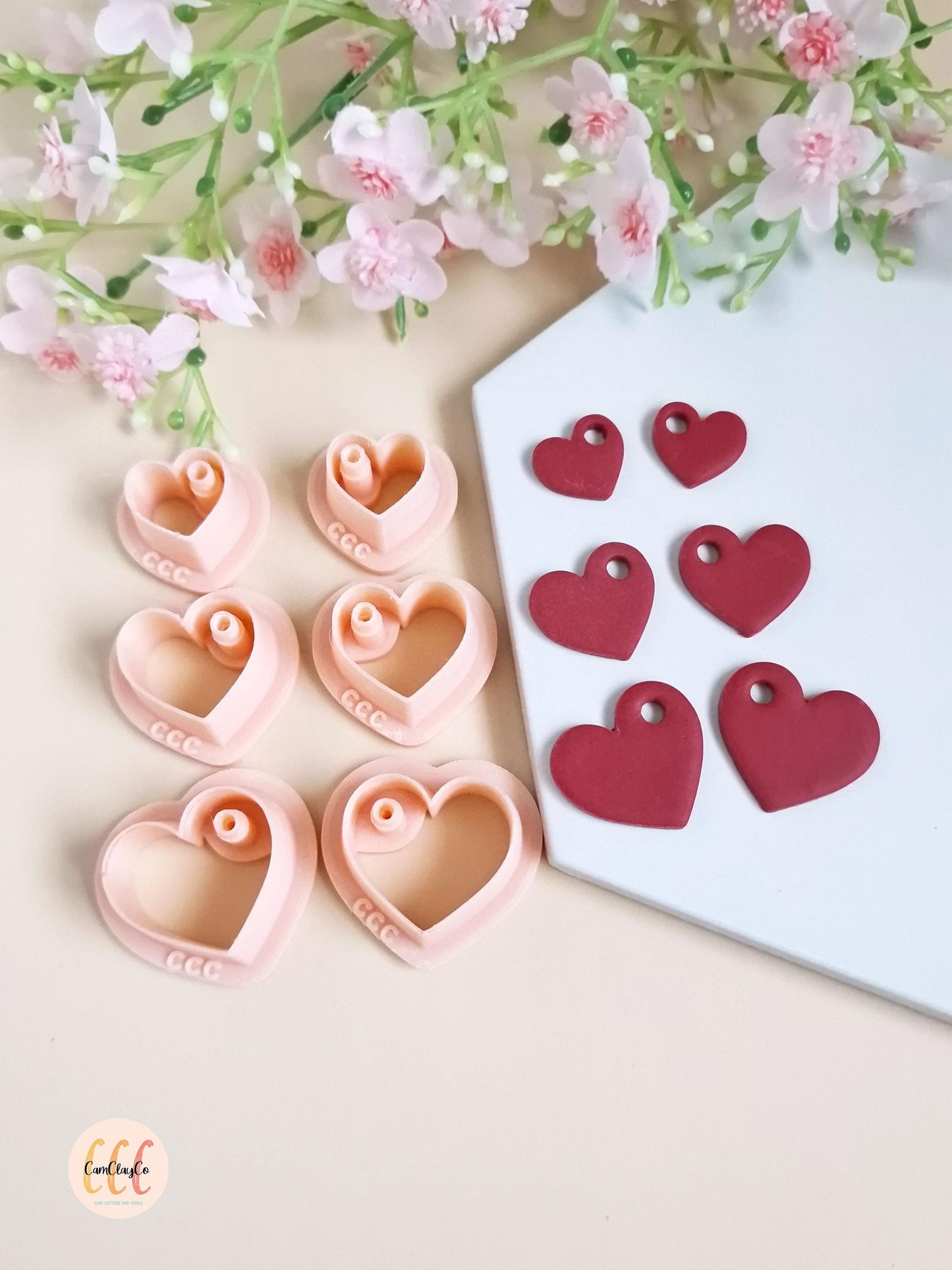 3D Heart Cookie Cutters for Polymer Clay Jewelry Making, Interchangeable Hoop Earrings, Tassels