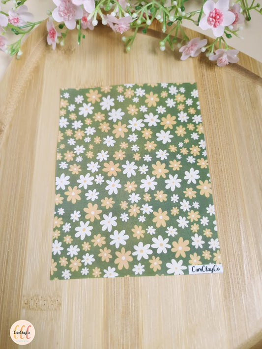 Feuille de transfert soluble à l'eau pour la fabrication de bijoux en argile polymère - Flowers 04