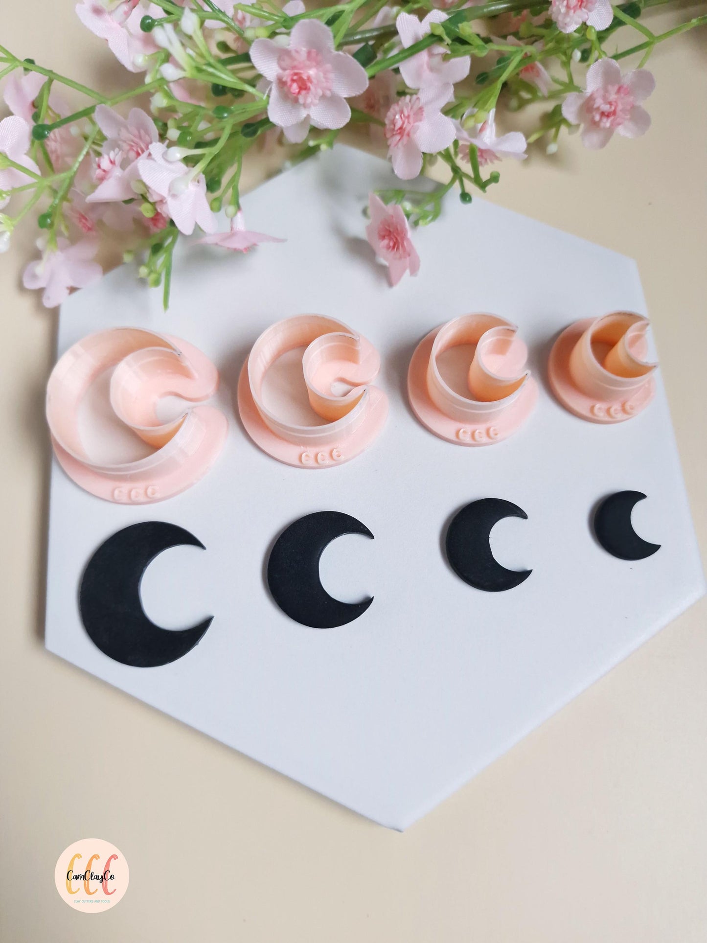 3D Half Moon Cookie Cutters for Polymer Clay Jewelry Making