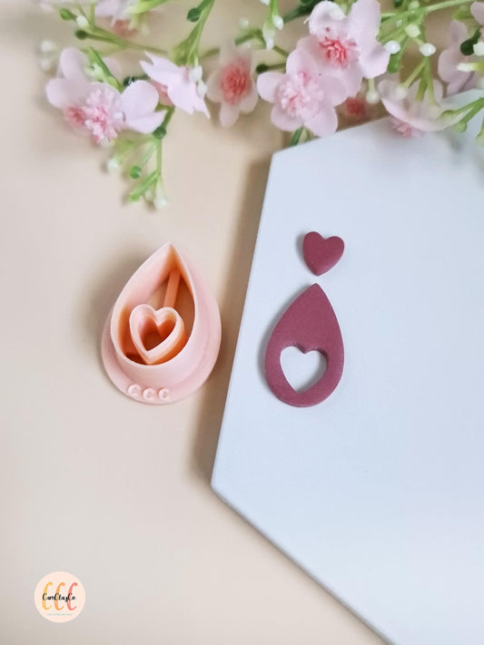Emporte-pièce 3D en forme de goutte cœur pour la fabrication de bijoux en argile polymère