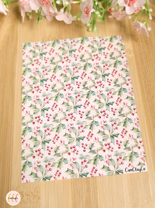 Feuille de transfert soluble à l'eau - Feuillage Noël 09