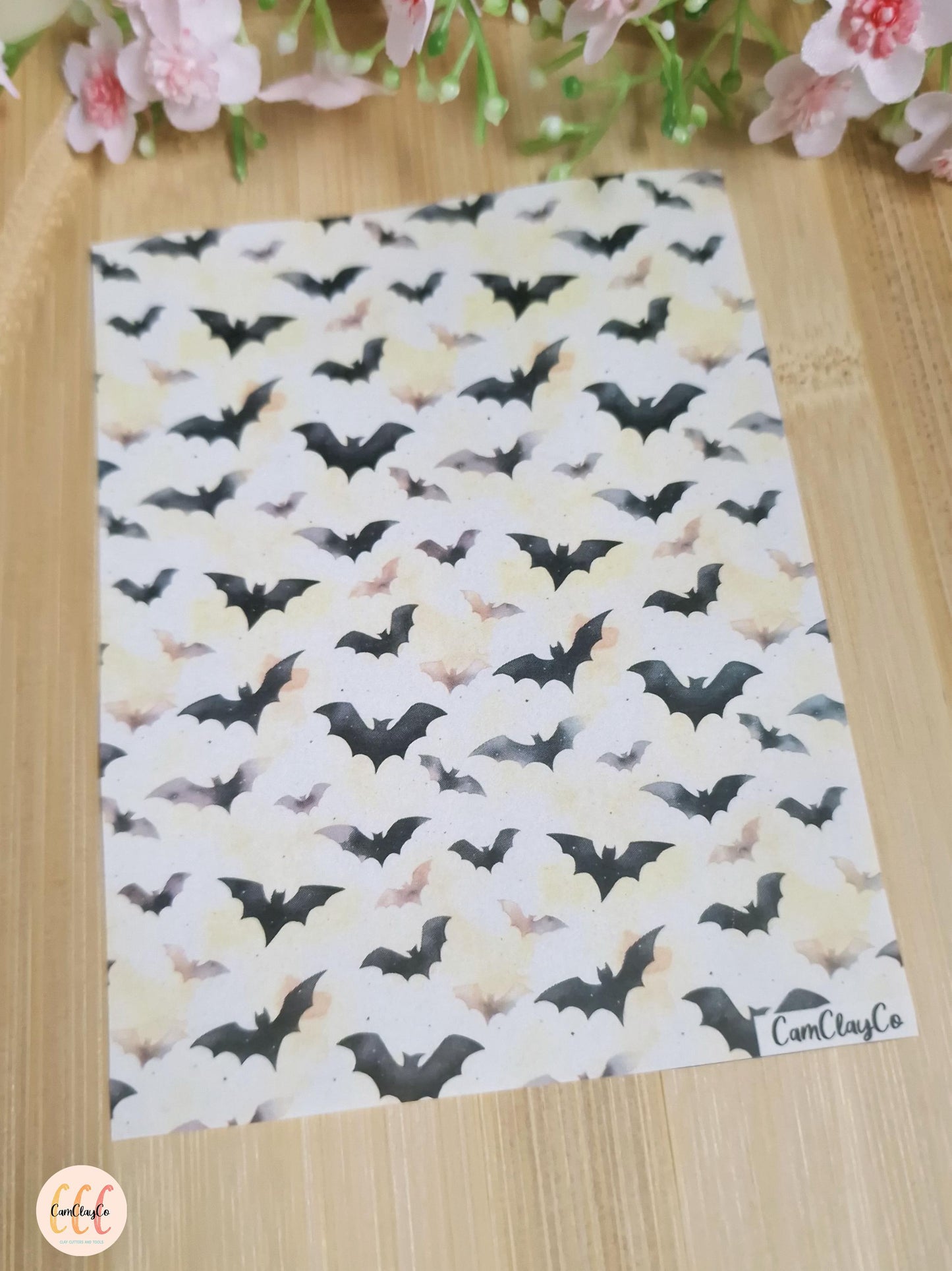 Feuille de transfert soluble à l'eau pour la fabrication de bijoux en argile polymère - Yellorange bats