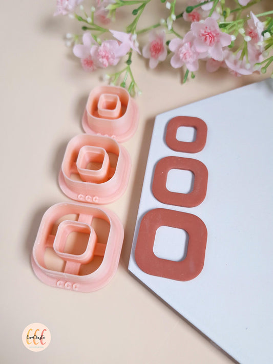 Emporte-pièces 3D en forme de carrés très arrondis donuts pour la fabrication de bijoux en argile polymère