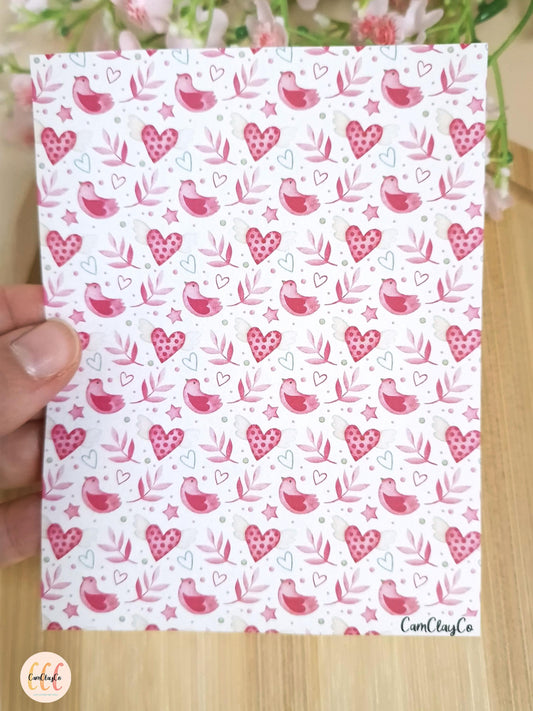 Feuille de transfert soluble à l'eau pour la fabrication de bijoux en argile polymère, Saint-Valentin - VD008