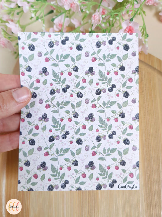 Feuille de transfert soluble à l'eau pour la fabrication de bijoux en argile polymère, fruits - Blackberry 03