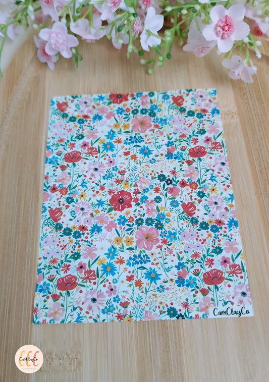 Feuille de transfert soluble à l'eau pour la fabrication de bijoux en argile polymère - Spring Flowers 011