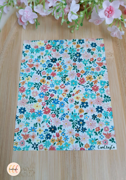 Feuille de transfert soluble à l'eau pour la fabrication de bijoux en argile polymère - Spring Flowers 07