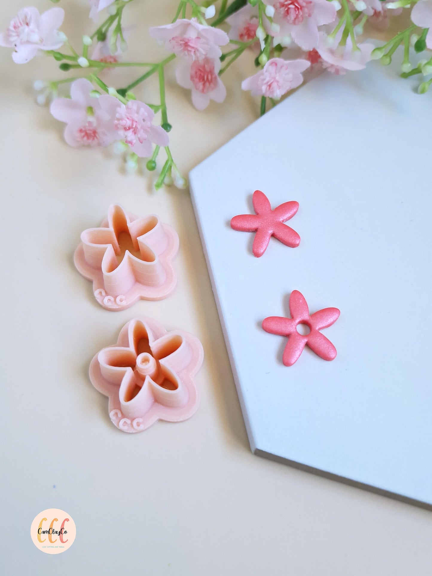 Emporte-pièces 3D en forme de fleurs 5 pétales longs pour la fabrication de bijoux en argile polymère, créoles interchangeables, pampilles
