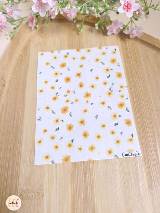 Feuille de transfert soluble à l'eau pour la fabrication de bijoux en argile polymère - Flowers 010