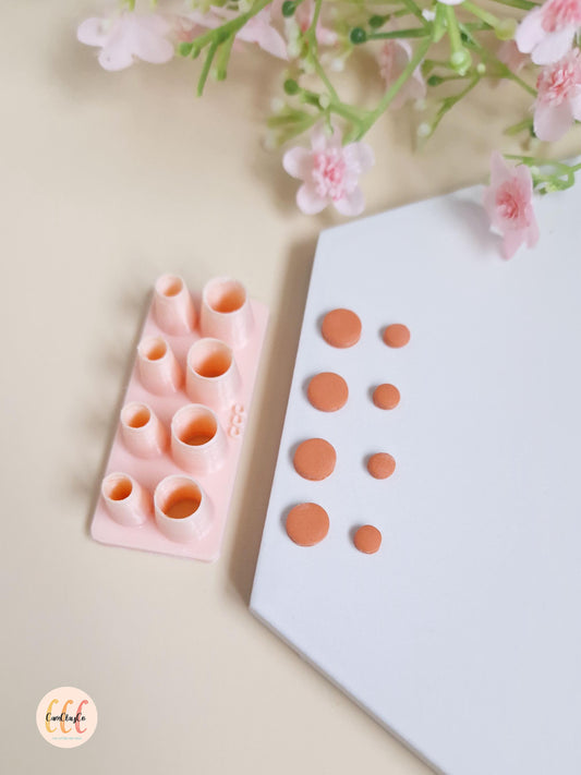 Emporte-pièce 3D en forme de petits cercles 2 tailles différentes pour la fabrication de bijoux en argile polymère - Set cercles 2 tailles