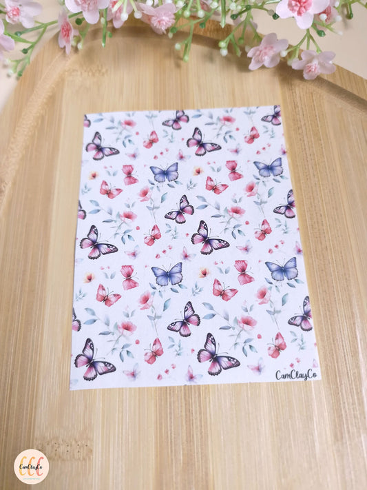 Feuille de transfert papillons soluble à l'eau pour la fabrication de bijoux en argile polymère - Butterfly 03