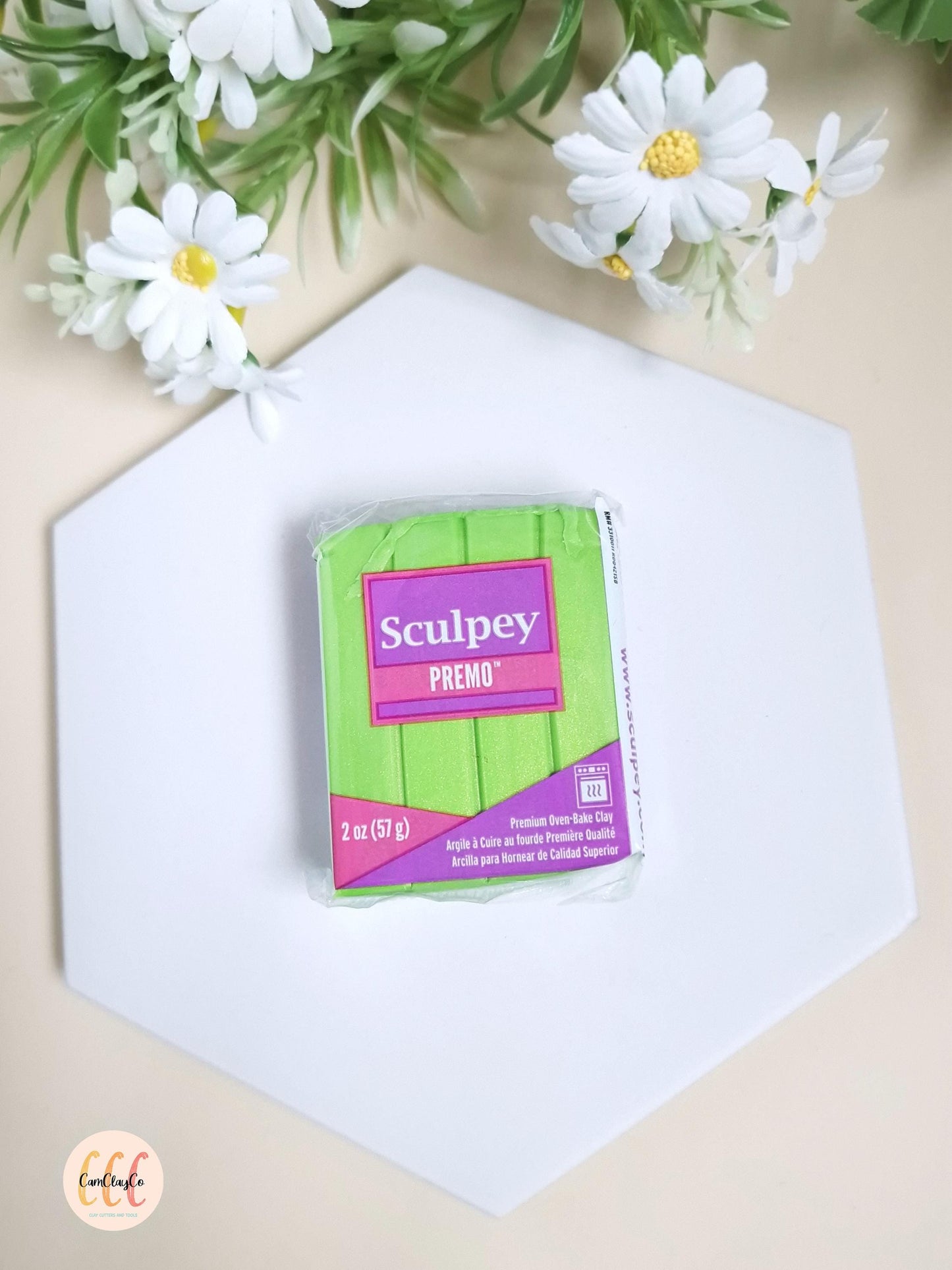 Argile polymère Sculpey Premo - Bright Green Pearl