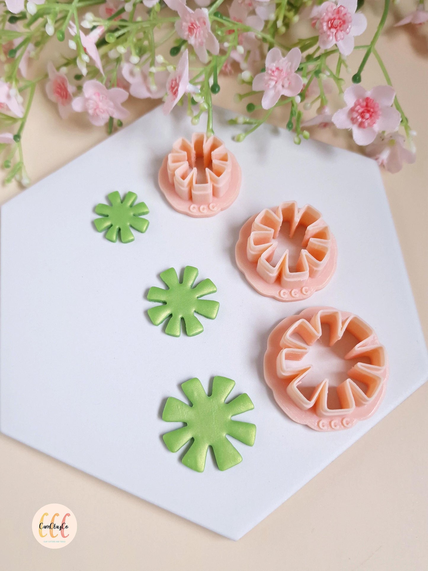 3D Flower Cookie Cutters 8 Petals Square for Polymer Clay Jewelry Making, Interchangeable Hoop Earrings, Tassels