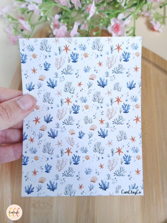 Feuille de transfert soluble à l'eau pour la fabrication de bijoux en argile polymère - Undersea 01