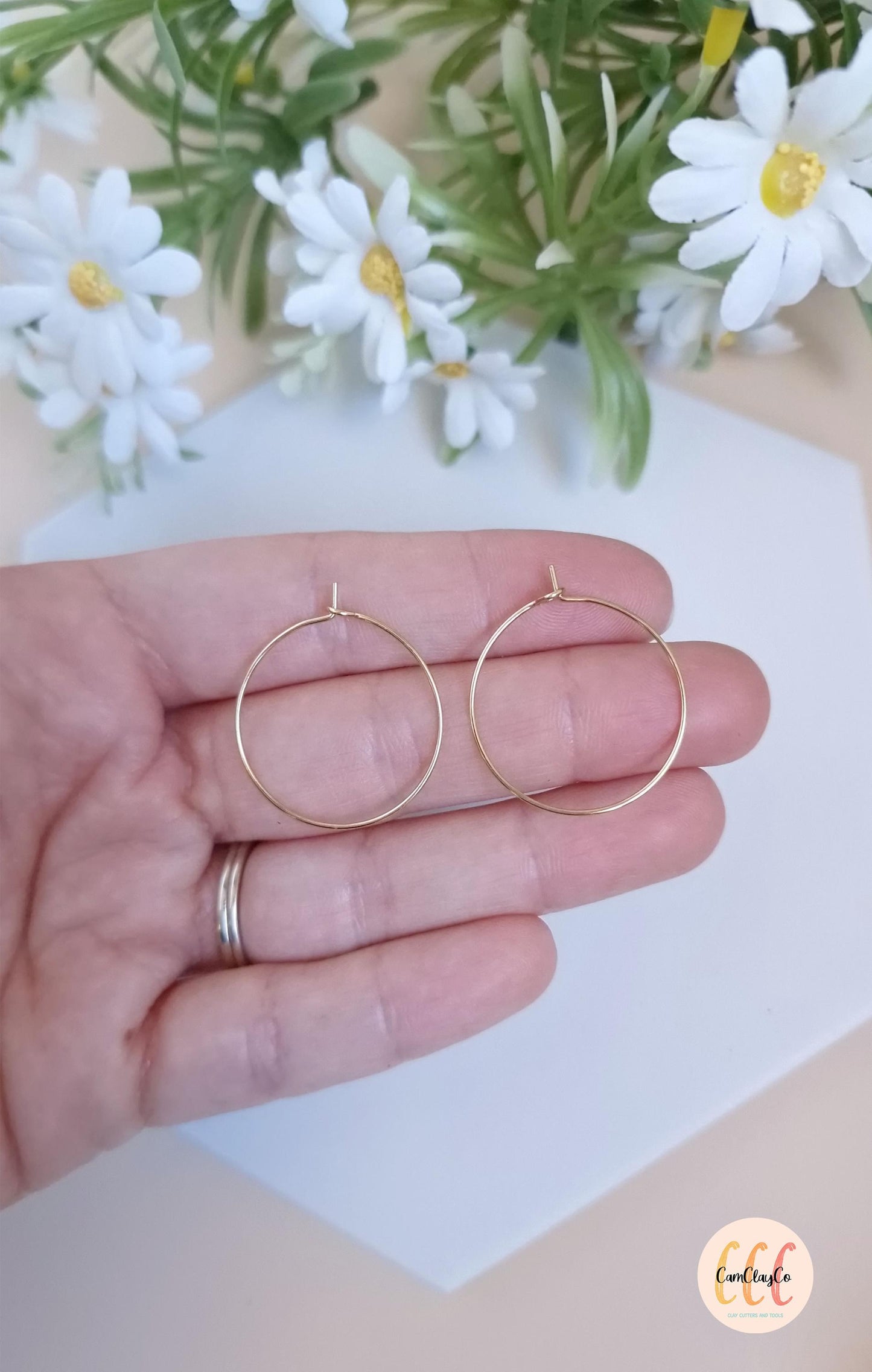 Boucles d'oreilles créoles 25 mm en acier inoxydable pour la fabrication de bijoux, doré et argenté - 6 pièces