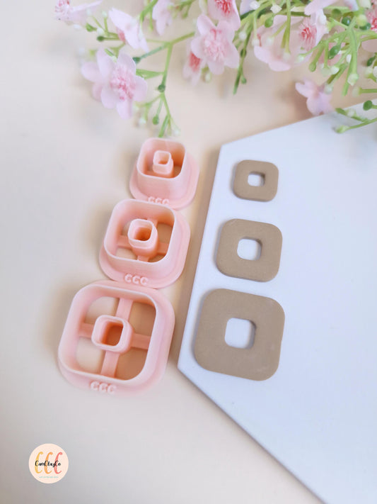 Emporte-pièces 3D en forme de carrés arrondis donuts pour la fabrication de bijoux en argile polymère