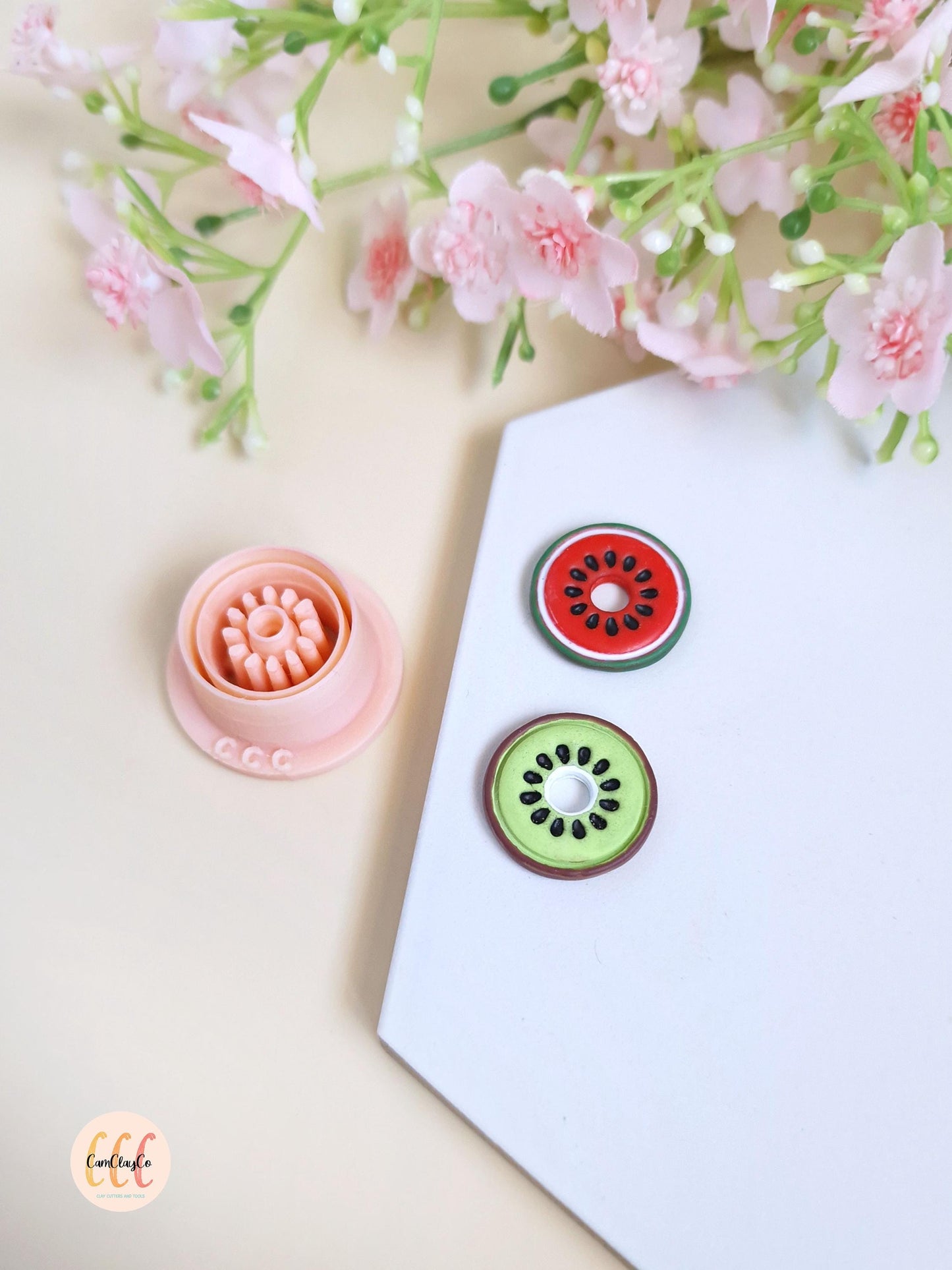 3D Kiwi or Watermelon Slice Cookie Cutters for Polymer Clay Jewelry Making, Interchangeable Hoop Earrings