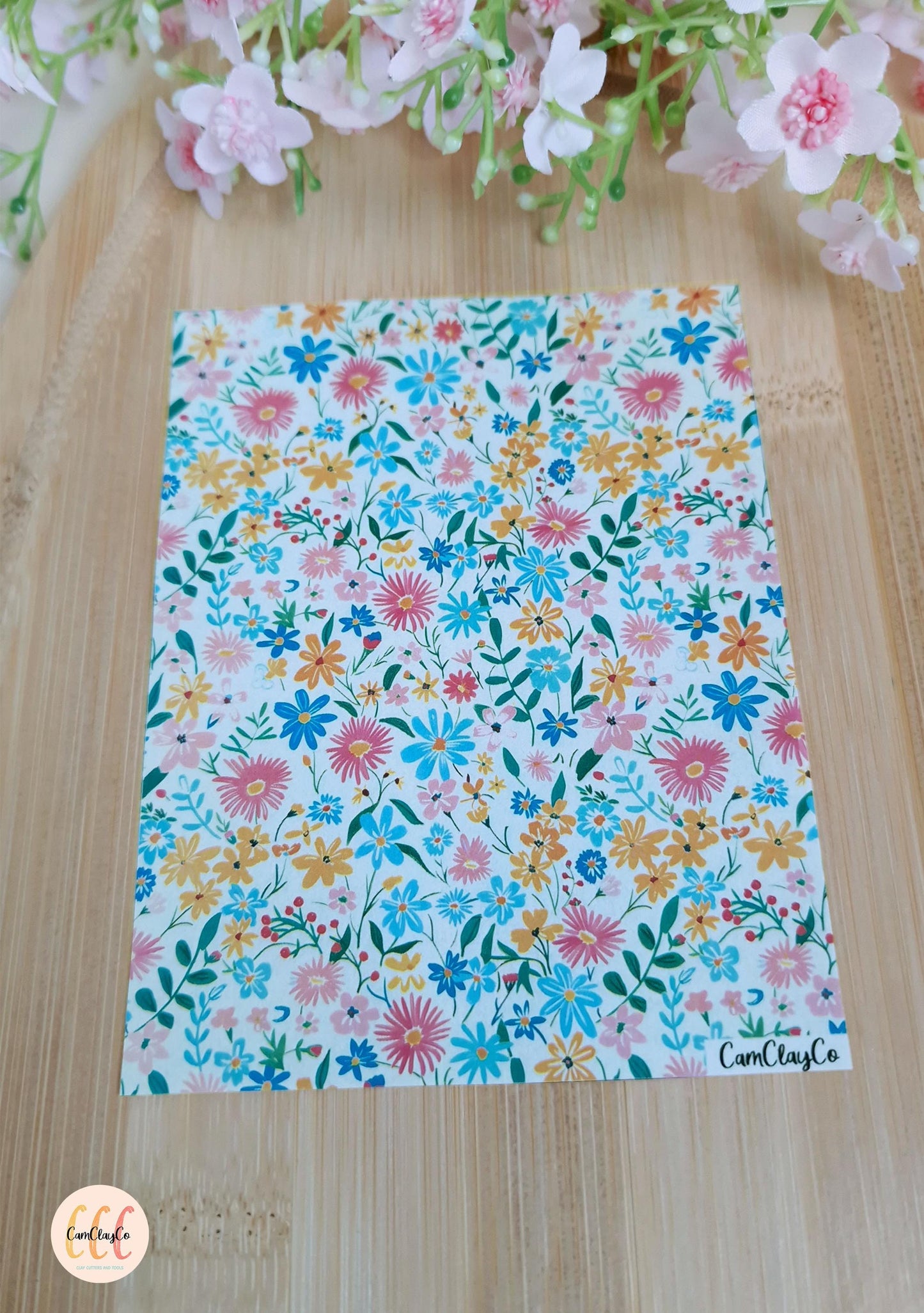 Feuille de transfert soluble à l'eau pour la fabrication de bijoux en argile polymère - Spring Flowers 015