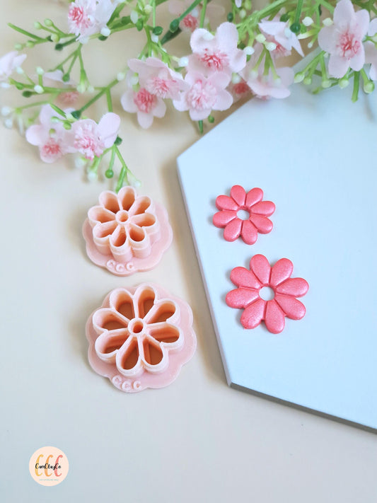 Emporte-pièces 3D fleurs 8 pétales pour la fabrication de bijoux en argile polymère, créoles interchangeables