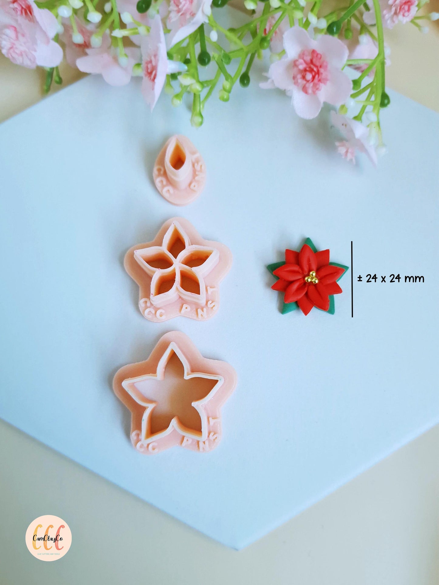 Emporte-pièce 3D en forme de fleur poinsettia pour la fabrication de bijoux en argile polymère