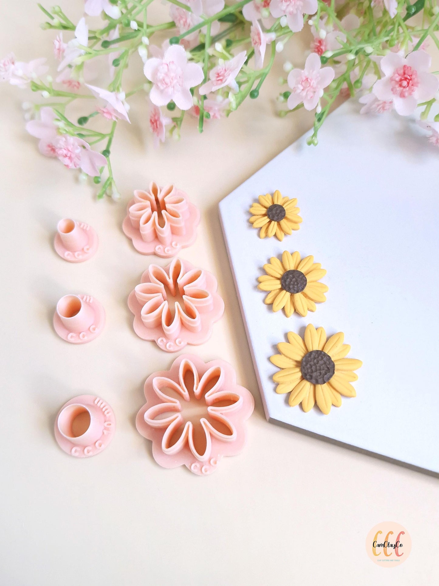 Emporte-pièces 3D en forme de marguerite ou tournesol pour la fabrication de bijoux en argile polymère