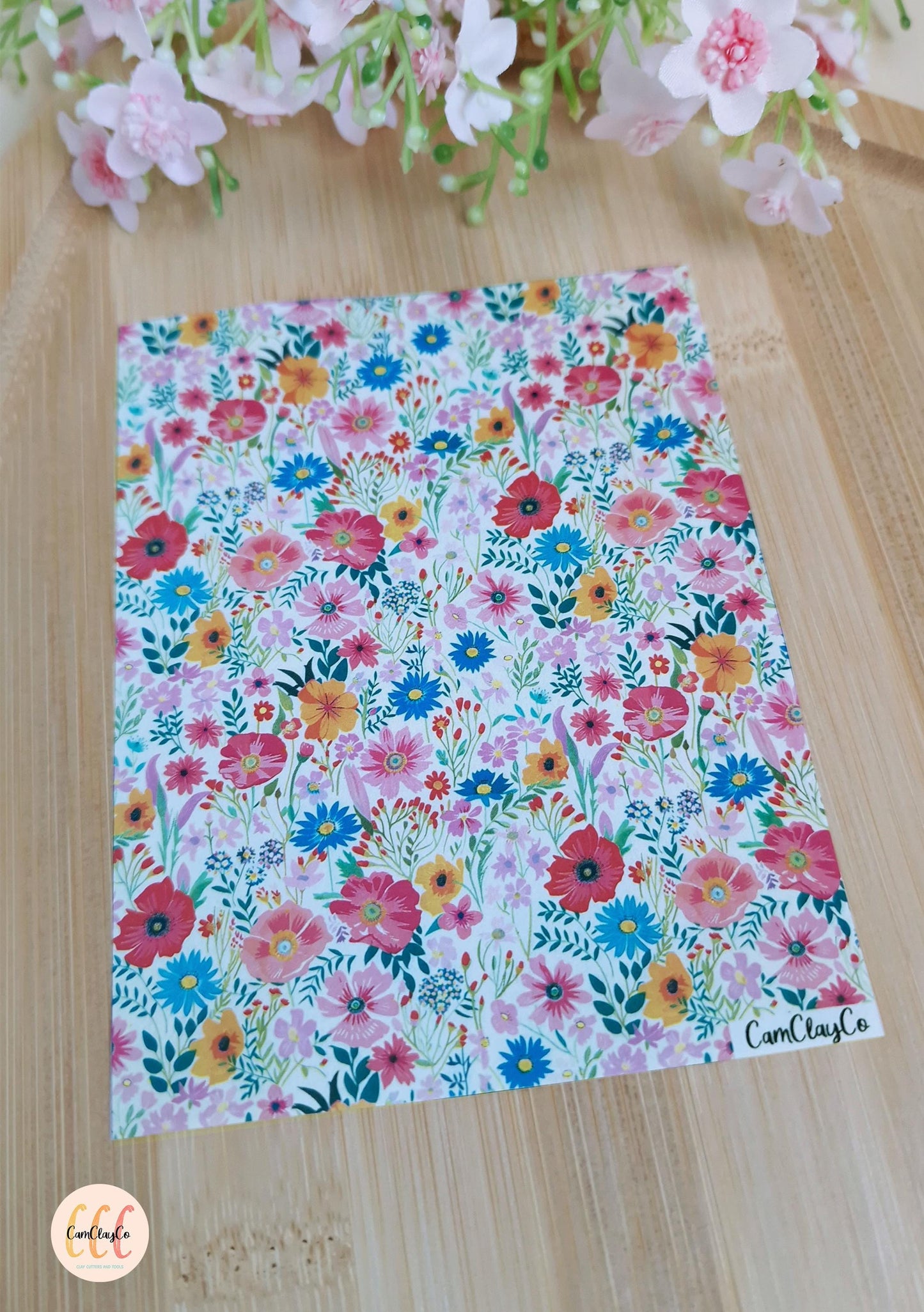 Feuille de transfert soluble à l'eau pour la fabrication de bijoux en argile polymère - Spring Flowers 012