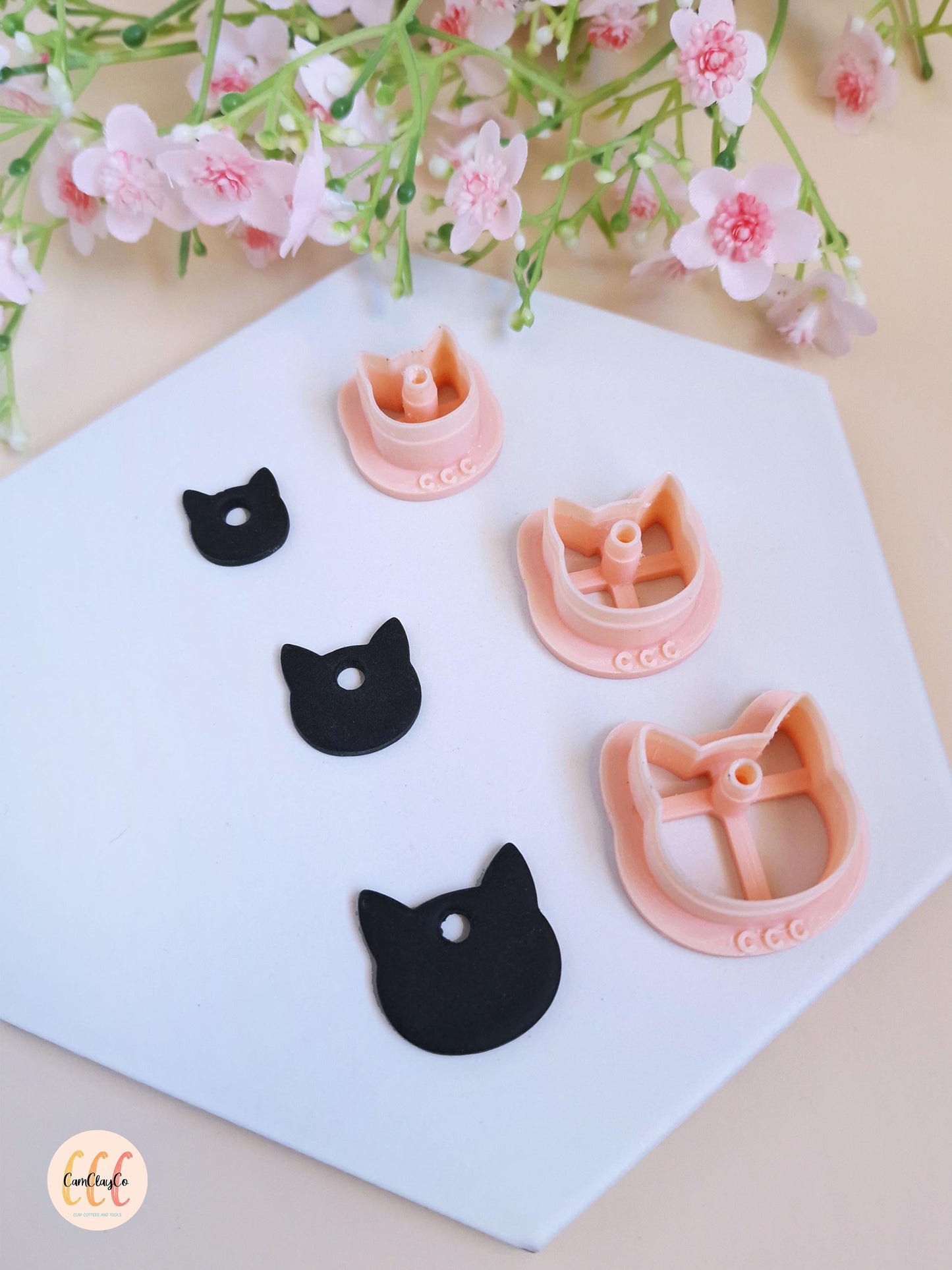 Emporte-pièces 3D en forme de têtes de chats pour la fabrication de bijoux en argile polymère, créoles interchangeables