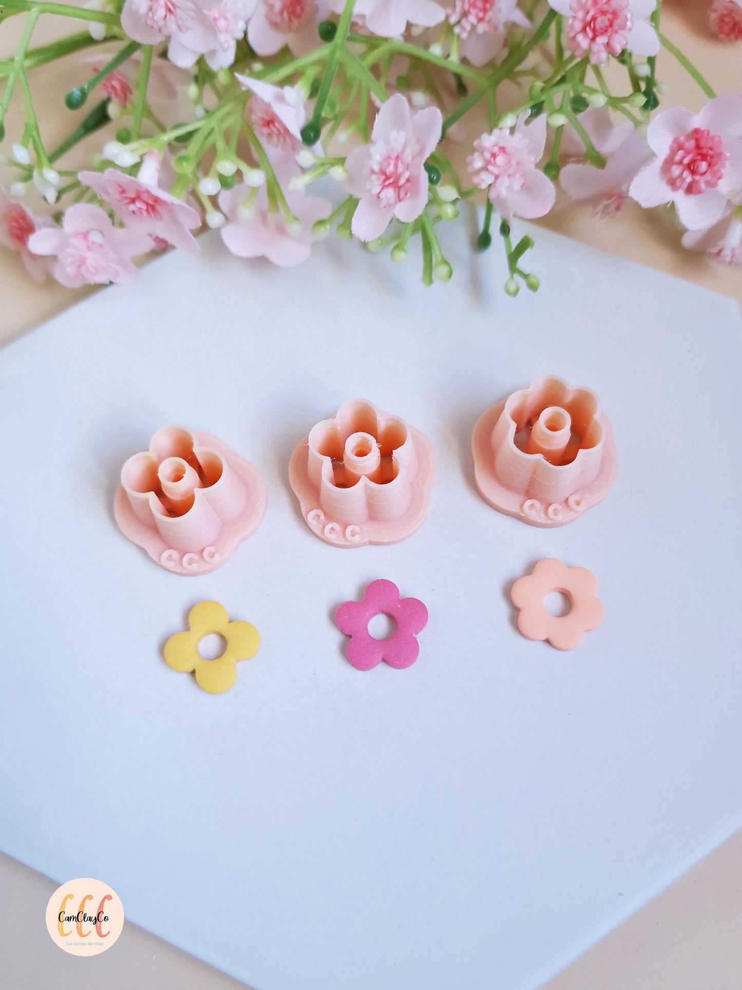 3D Donut Flower Cookie Cutters 15mm for Polymer Clay Jewelry Making, Interchangeable Hoop Earrings, Tassels