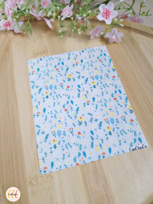 Feuille de transfert soluble à l'eau pour fabrication de bijoux en argile polymère - Wild Flower 01