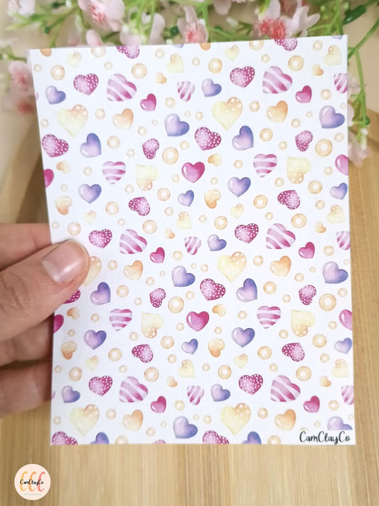 Feuille de transfert soluble à l'eau pour la fabrication de bijoux en argile polymère, Saint-Valentin - VD010