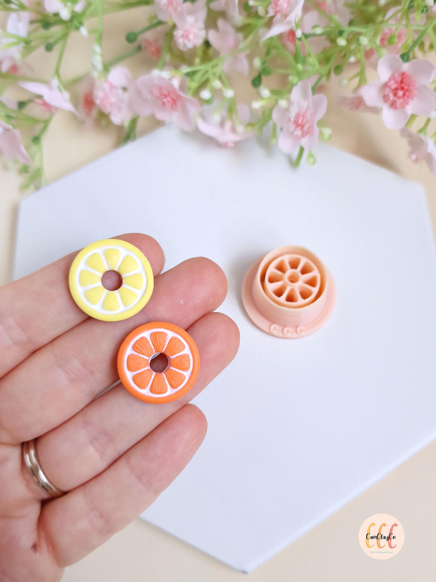 3D Citrus Slice Cookie Cutters for Polymer Clay Jewelry Making, Interchangeable Hoop Earrings