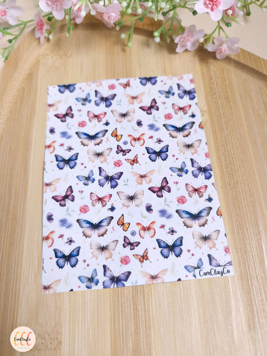 Feuille de transfert papillons soluble à l'eau pour la fabrication de bijoux en argile polymère - Butterfly 01
