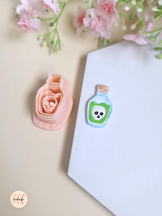 Emporte-pièce 3D en forme de fiole de poison, Halloween pour la fabrication de bijoux en argile polymère