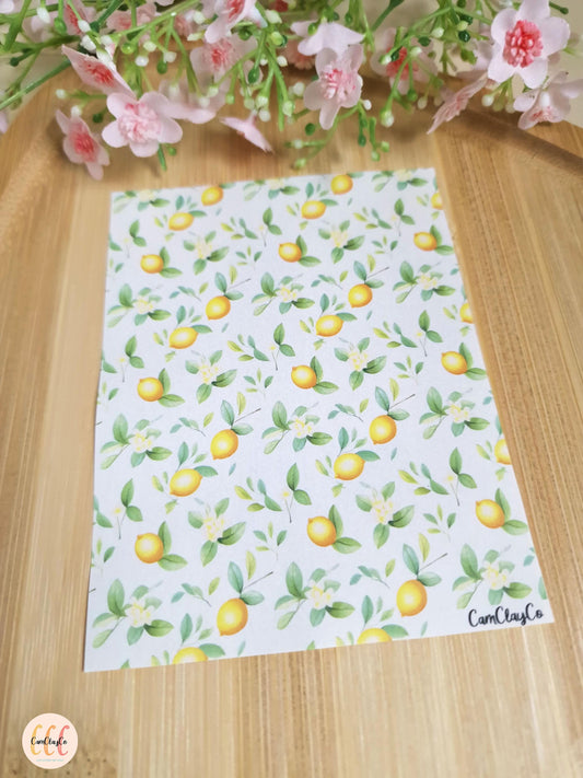 Feuille de transfert soluble à l'eau pour la fabrication de bijoux en argile polymère - Lemon 01