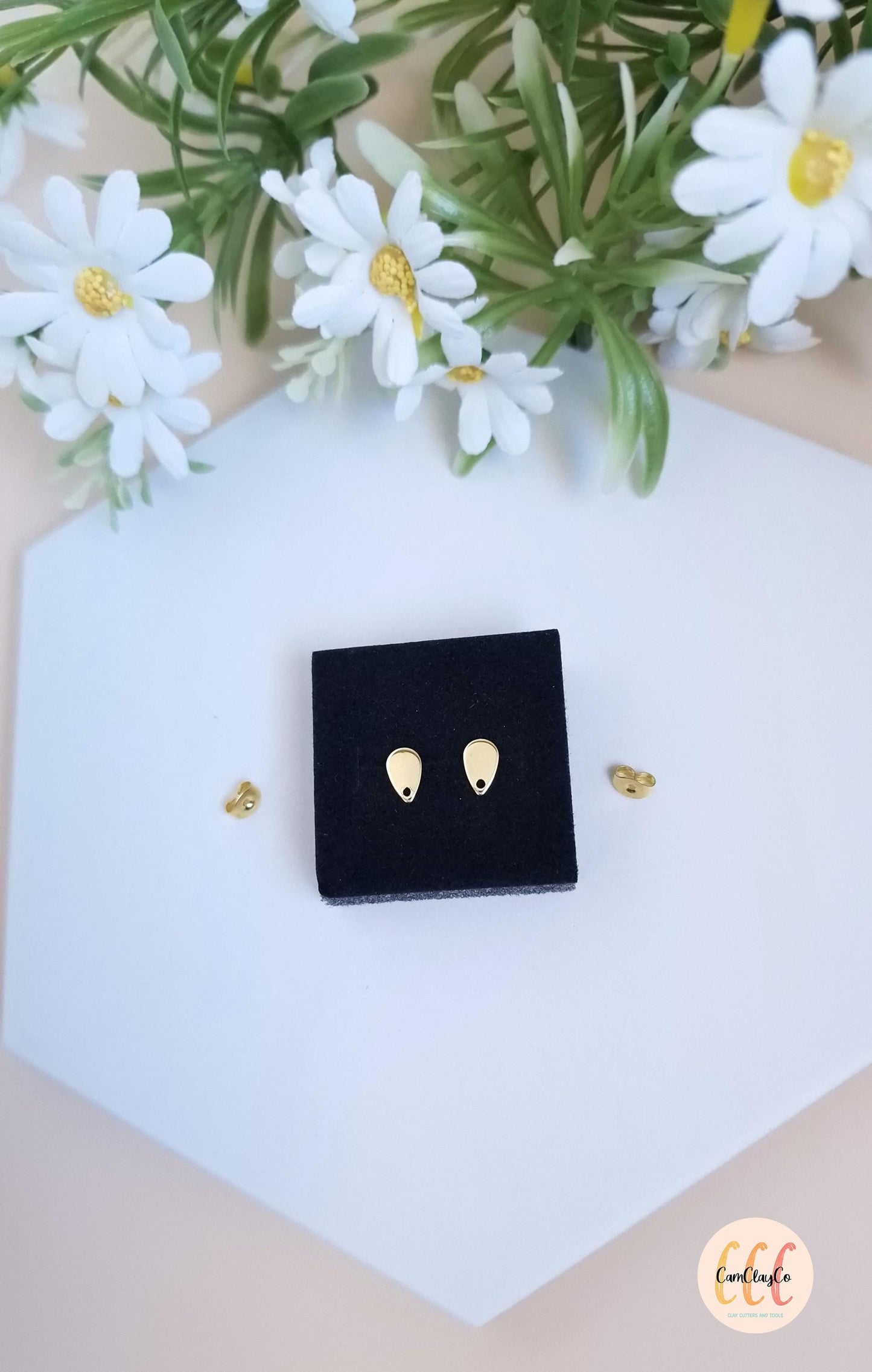 Boucles d'oreilles petites gouttes en acier inoxydable pour la fabrication de bijoux, doré et argenté - 2 pièces