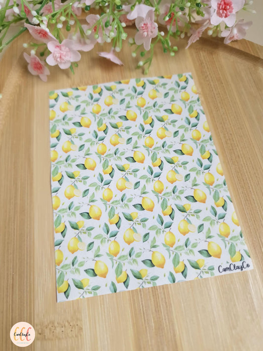 Feuille de transfert soluble à l'eau pour la fabrication de bijoux en argile polymère - Lemon 02