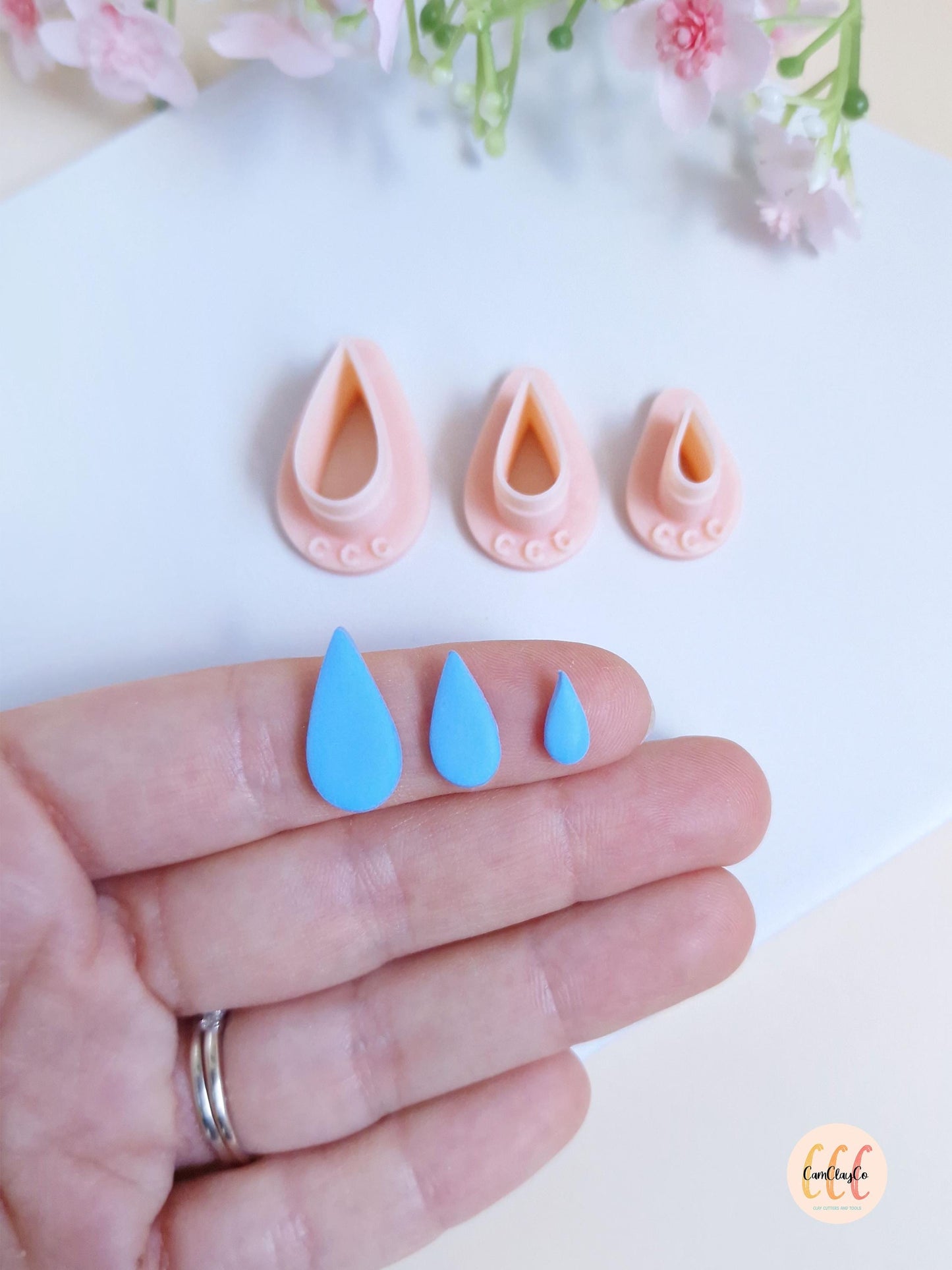 Emporte-pièce 3D en forme de gouttes de 3 tailles différentes pour la fabrication de bijoux en argile polymère
