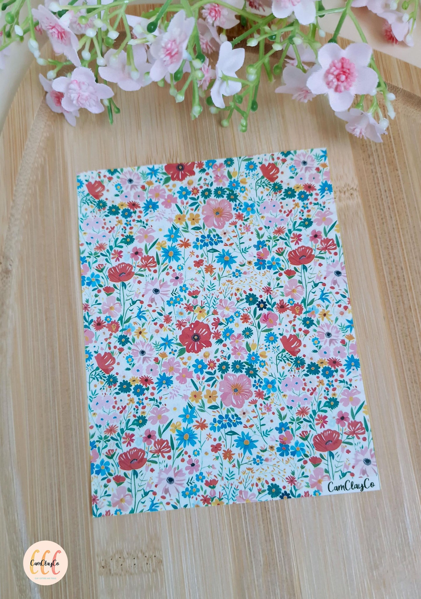 Feuille de transfert soluble à l'eau pour la fabrication de bijoux en argile polymère - Spring Flowers 011