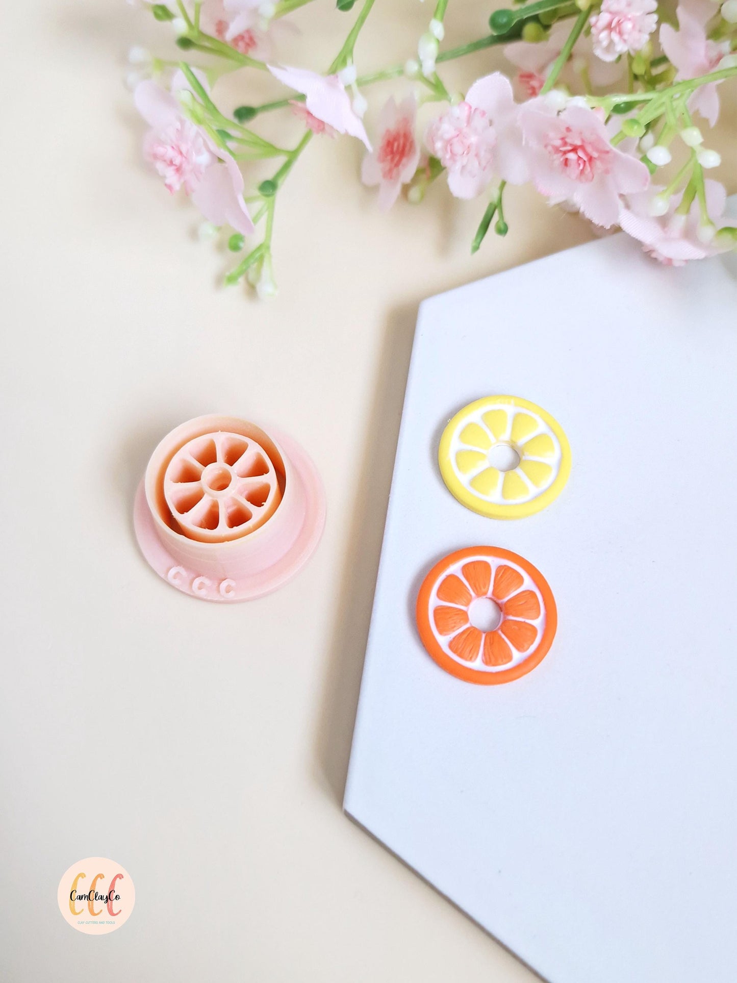 3D Citrus Slice Cookie Cutters for Polymer Clay Jewelry Making, Interchangeable Hoop Earrings