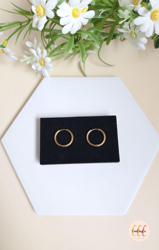 Boucles d'oreilles créoles diamètre 18 mm épaisseur 2 mm en acier inoxydable pour la fabrication de bijoux, doré et argenté - 2 pièces