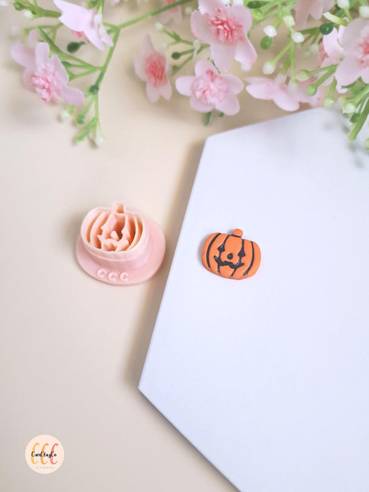 Emporte-pièce 3D en forme de citrouille Halloween, Jack-o-lantern, pour la fabrication de bijoux en argile polymère