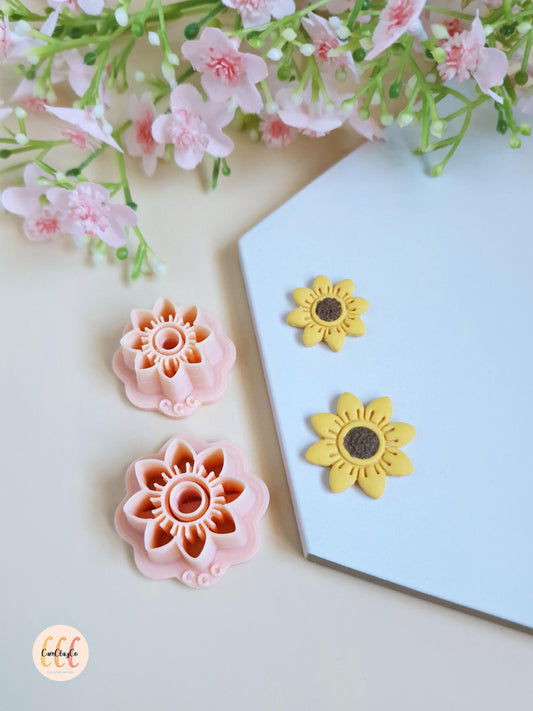 Emporte-pièces 3D tournesols 8 pétales pour la fabrication de bijoux en argile polymère, créoles interchangeables, pampilles