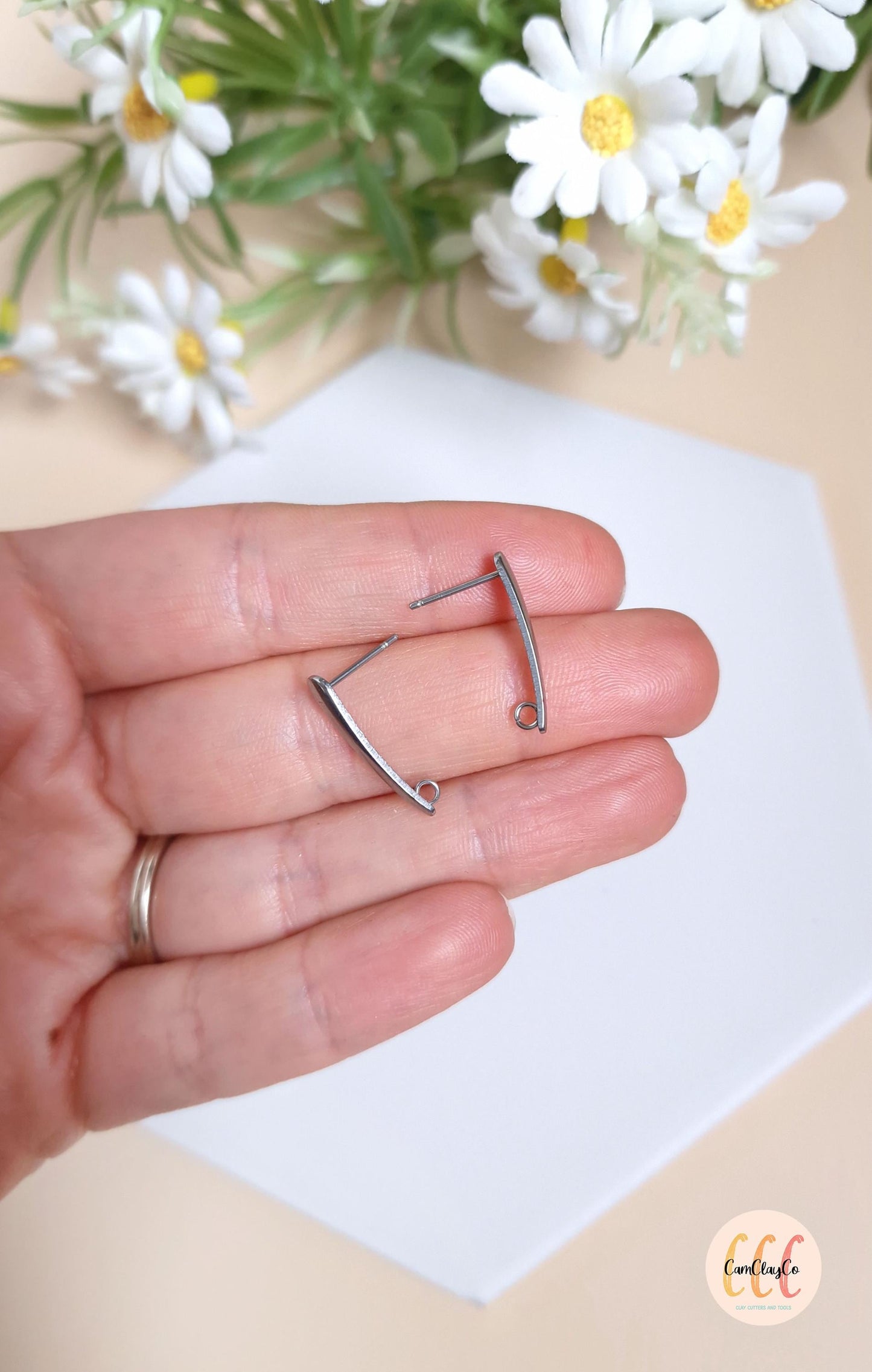 Boucles d'oreilles barres en acier inoxydable pour la fabrication de bijoux, doré et argenté - 2 pièces