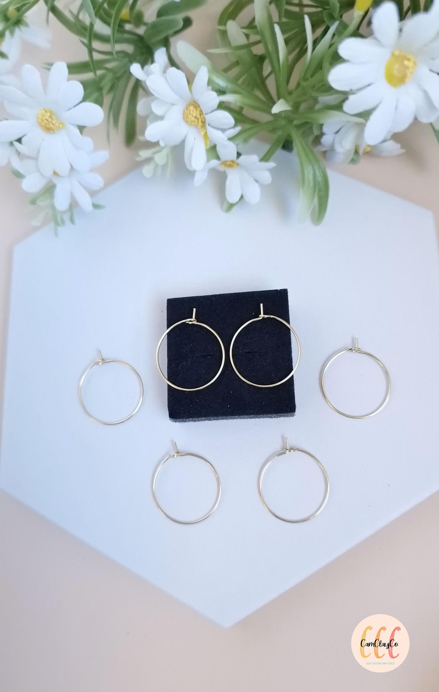 Boucles d'oreilles créoles 20 mm en acier inoxydable pour la fabrication de bijoux, doré et argenté - 6 pièces